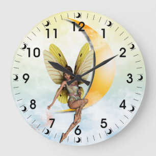 Mond-Fee Große Wanduhr