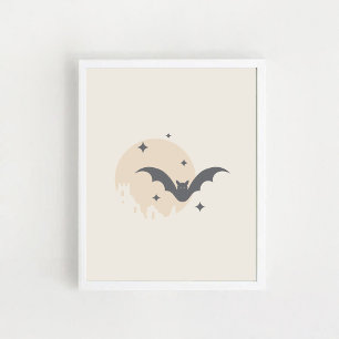 Mond, Fledermaus & Ruinen Schloss.Halloween Poster