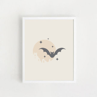 Mond, Fledermaus & Ruinen Schloss.Halloween Poster