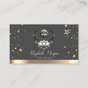 Mond Gold Sterne Lotus Grau Yoga Studio Visitenkarte