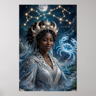 Mond Göttin Schwarzer Krebs Kunst Poster