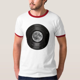 Mond in Raum-Vinyl-LP-Aufzeichnung T-Shirt