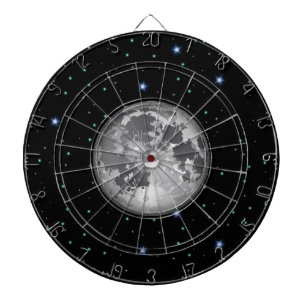 Mond in sternenklarem RaumDartboard Dartscheibe