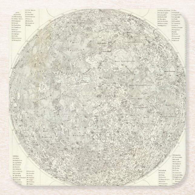 Mond-Karte Rechteckiger Pappuntersetzer (Vorderseite)
