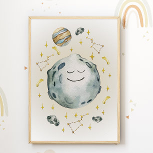 Mond-Kinderkrippe Poster Druck Kinderzimmer Dekora