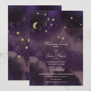 Mond Konstellation Goldfolie Himmelhochzeit Einladung