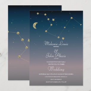 Mond Konstellation Goldfolie Hochzeitseinladung Einladung