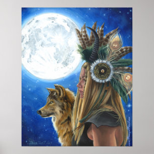 Mond-Lied-Plakat-Viking-Plakat-Wolf-Plakat Poster