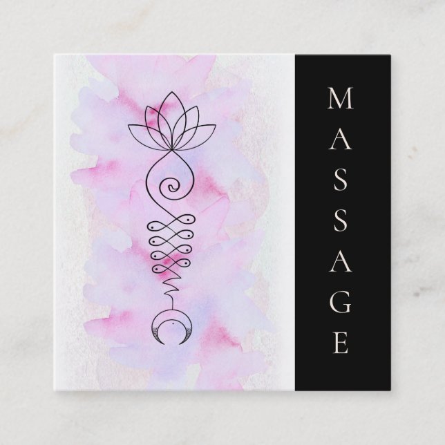 *~* Mond-Lotus-Energie Reiki Massage-Therapeut Quadratische Visitenkarte (Vorderseite)
