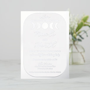 Mond Luxus Echt Silberfolie Mondphase Hochzeit Folieneinladung