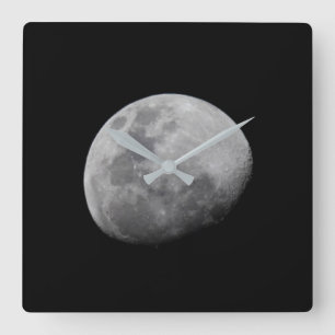 Mond mit schwarzem Himmel Sambia, Süd-Luangwa Quadratische Wanduhr