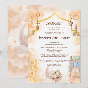 Mond & Moschee Bogen Islamische Aqeeqah & Babypart Einladung