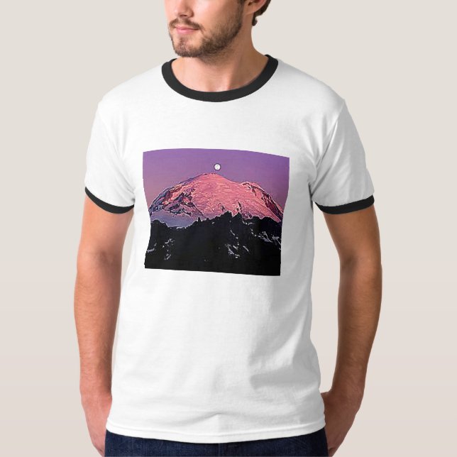 Mond-Nachtschnee-Winter-Himmel Mt regnerischerer T-Shirt (Vorderseite)