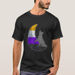 Mond-Nonbinäre-Flagge-Katze-LGBTQ-Sicherer-Raum-Ga T-Shirt