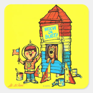 Mond oder Bust! Quadratischer Aufkleber