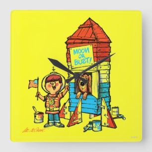 Mond oder Fehlschlag! Quadratische Wanduhr