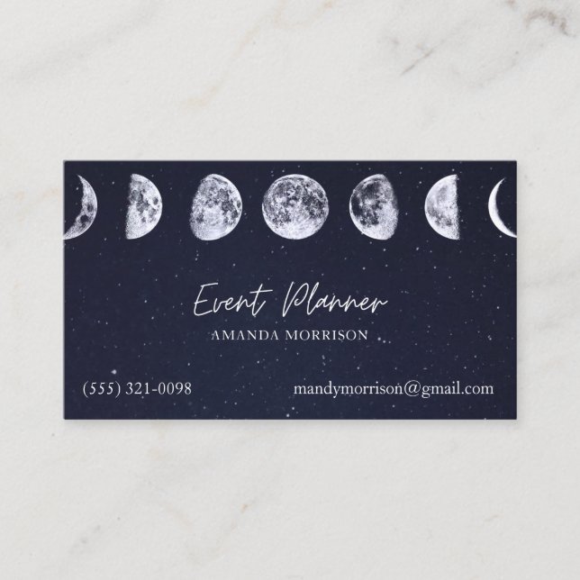 Mond Phases Celestial Event Planner Business Cards Visitenkarte (Vorderseite)