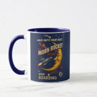 Mond-Raketen-Fahrt-Vintage-Raumfahrt-Tasse