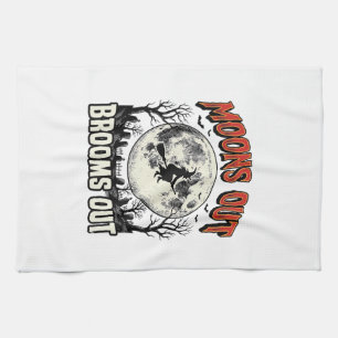 Mond raus Besen raus Vintage Halloween Hexen Desig Geschirrtuch
