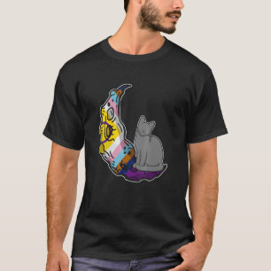 Mond Regenbogenflagge Katze LGBTQ Sicherer Raum Ga T-Shirt