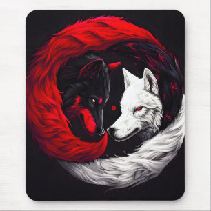Mond scharlachrot weißer Wolf Mousepad