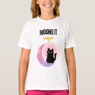 Mond & schwarze Katze T-Shirt