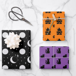 Mond-Schwarzkatze-Jagdhaus Geschenkpapier Set