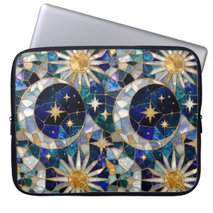 Mond Sonne Laptop Hülle Buntglas Case