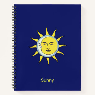 Mond & Sonnen Konjunktion auf Navy Blau Notizbuch