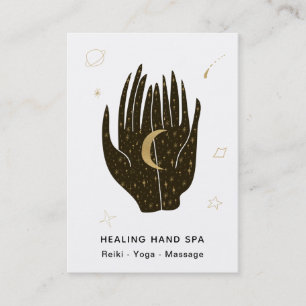*~* Mond Space Stars Celestial Gold Healing Hands Visitenkarte