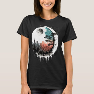 Mond Stadtbild bei Nacht Mondsichel Ästhetik T-Shirt