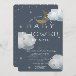 Mond, Stars & Clouds Navy Baby Dusche by Mail Einladung