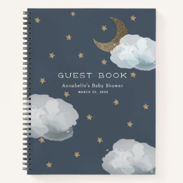 Mond, Stars & Clouds Navy Baby Showbook Notizbuch
