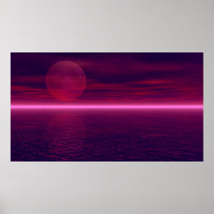 Mond-steigender Aquarium-Hintergrund 2 Poster