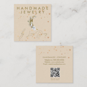 Mond Stern Handgefertigter Schmuck Künstler Faux G Quadratische Visitenkarte