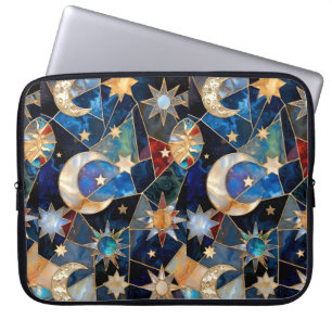 Mond Stern Laptop-Hülle Buntglas-Etasche Laptopschutzhülle