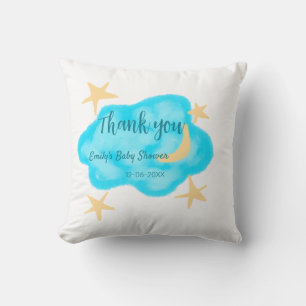 Mond Stern Wolken Aquarell Baby Shower Name hinzuf Kissen