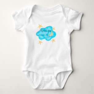 Mond Stern Wolken Aquarell Baby Shower Name hinzuf Strampler