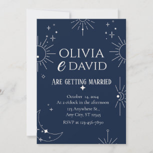 Mond & Sterne Elegante Hochzeit Einladung