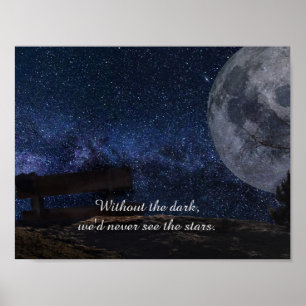 Mond & Sterne Inspirierender Spruch Poster