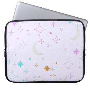 Mond & Sterne  Minimalist Lila Laptopschutzhülle