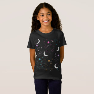 Mond & Sterne Minimalistischer Teenager-Mädchen T-Shirt