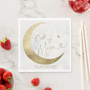 Mond Sterne Planet Funkeln Weiße Wolken Baby Showe Serviette