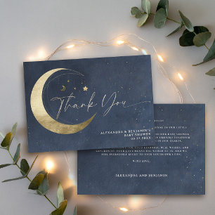 Mond Sterne Sternennacht Funkelnavy Baby Shower Dankeskarte