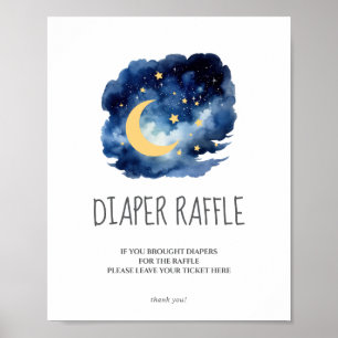 Mond & Sterne Windel-Raffel Babyparty-Schild Poster