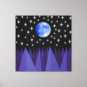 Mond Sternenlicht Gestreckter Leinwanddruck