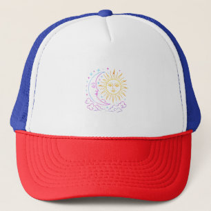 🌙 ☀️ Mond & Sun Neon Vintage Wolken - Kosmische R Truckerkappe