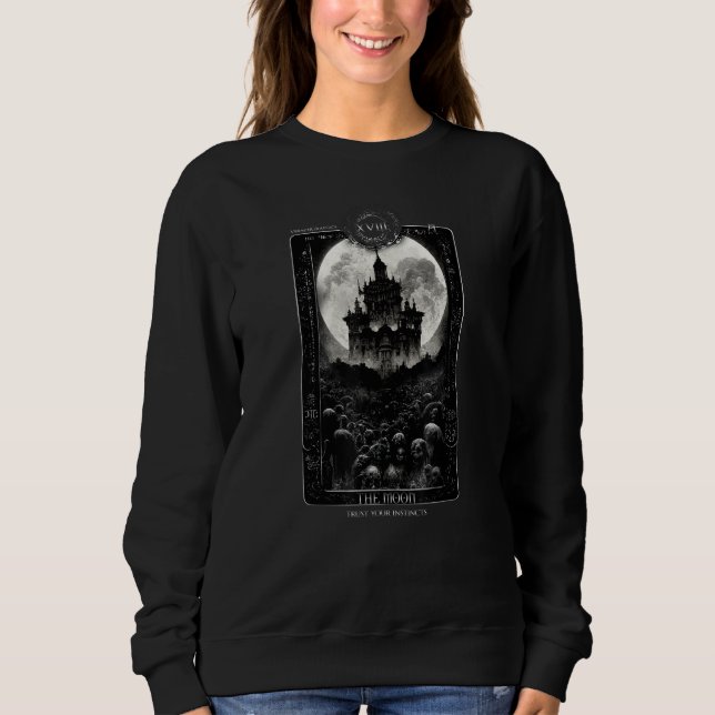Mond Tarotkarte Mystisch Gothic Sweatshirt (Vorderseite)