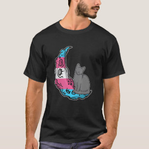 Mond Transgender-Flagge Katze LGBTQ Sicherer Raum T-Shirt