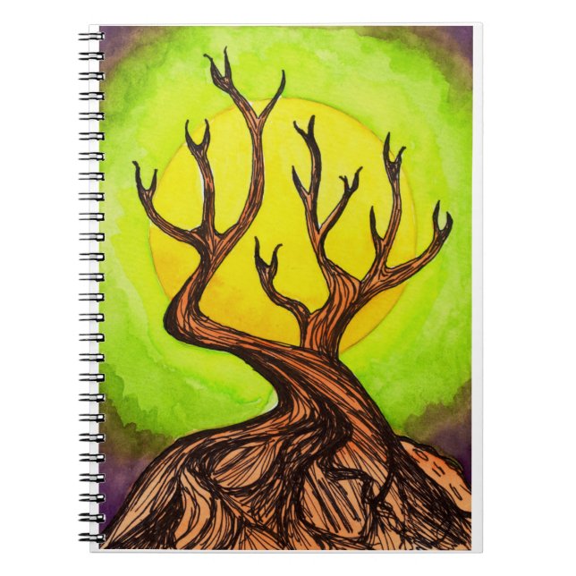 Mond u. Baum-Notizbuch Notizblock (Vorderseite)
